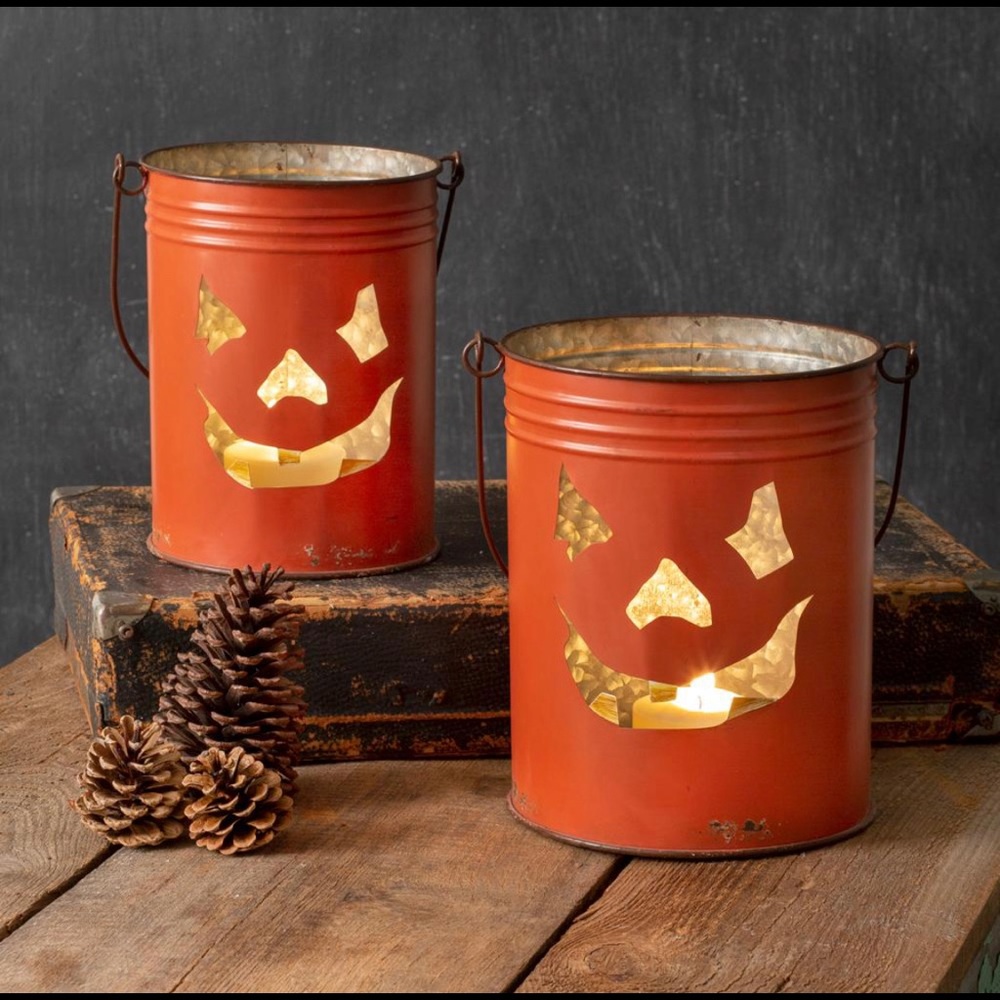 Set of 2 Jack O’ Lantern Buckets